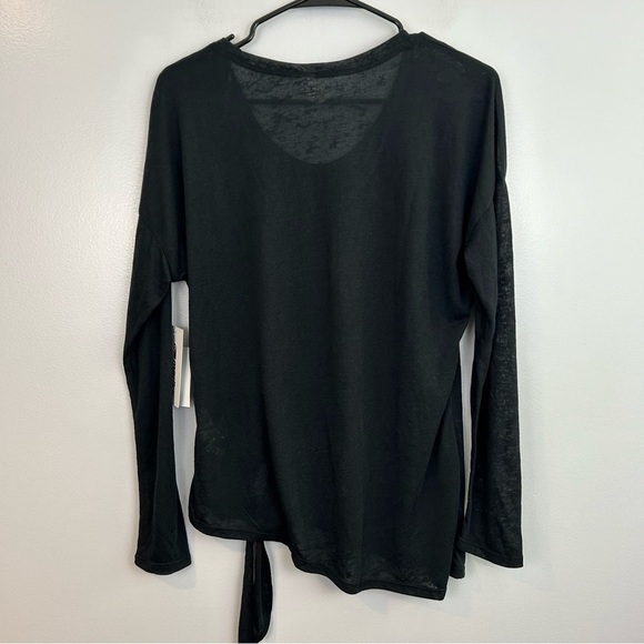 NWT Marika Long Sleeve Lightweight Tie Waist Black Top Size Large - Picture 7 of 9